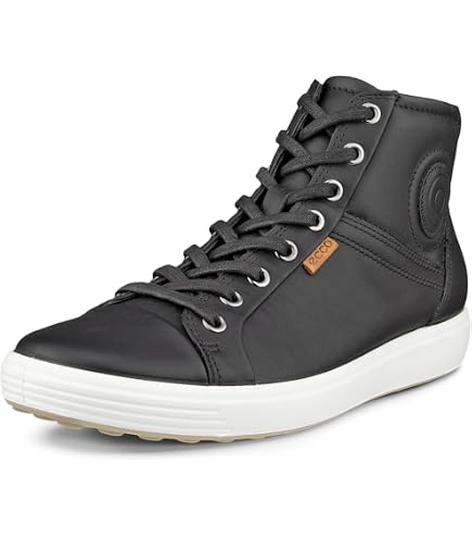 Amazon.com | ECCO Men's Soft 60 Hi Top Sneaker, Black Pebbled